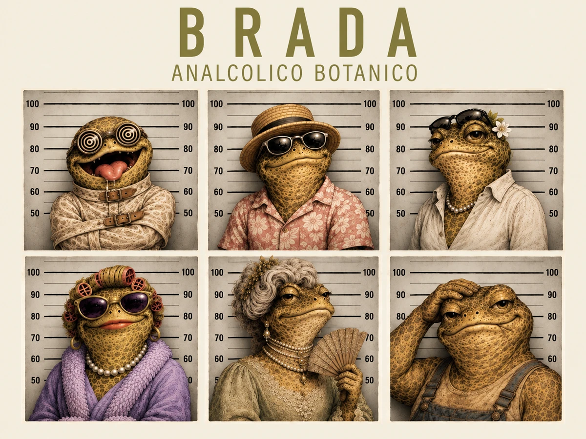 BRADA analcolico botanico: i sei personaggi rana della linea di ACÀ